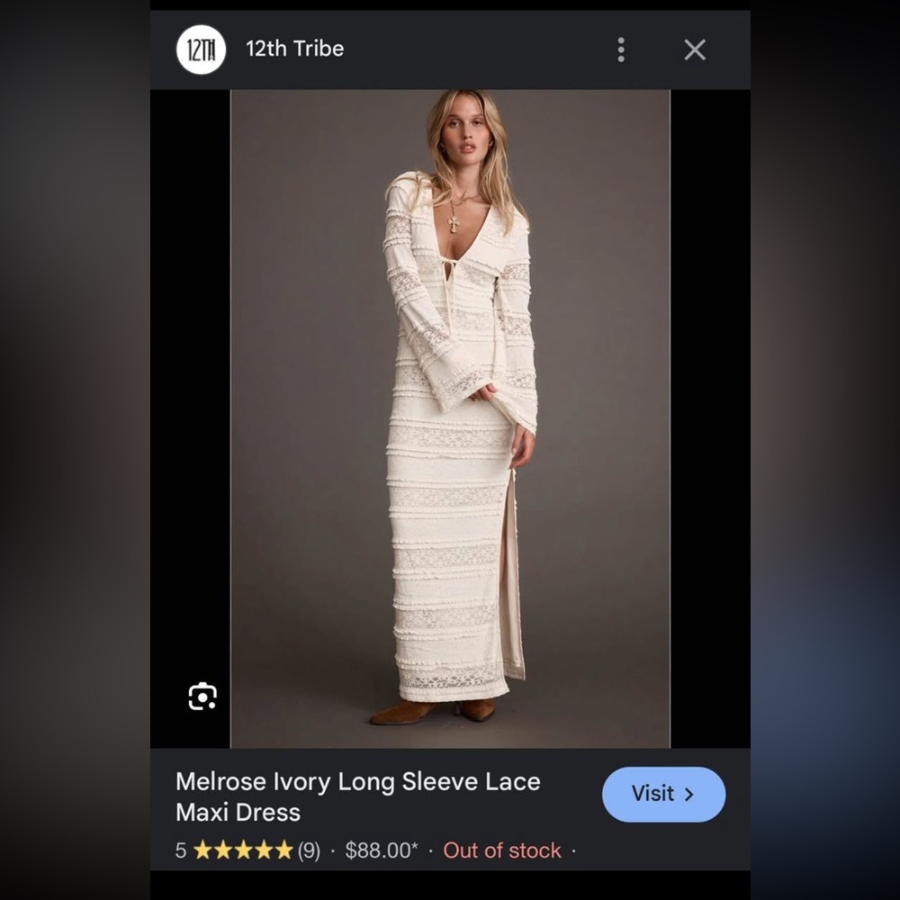 12th Tribe Cream Lace Long Sleeve Dress
